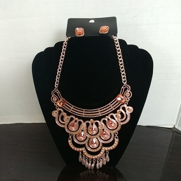 Jewelry - Rose Gold Necklace and Earrings Set